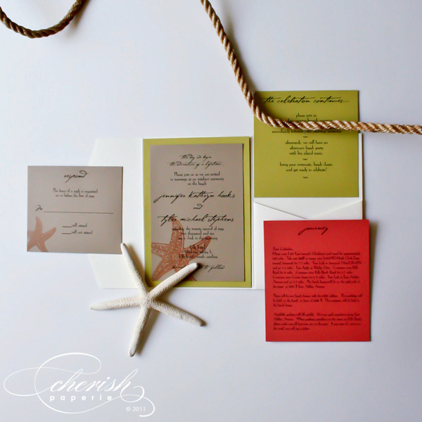 orange and green wedding stationery