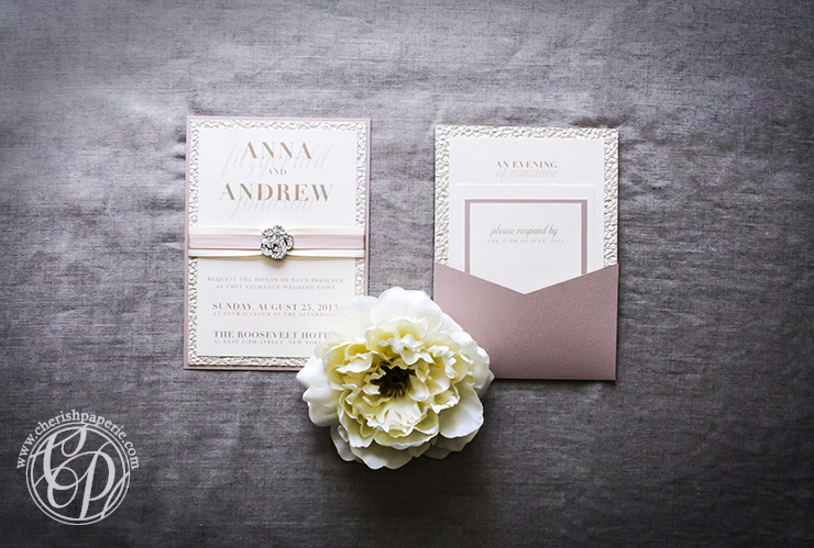 Buckle Boutique faded rose wedding invitation