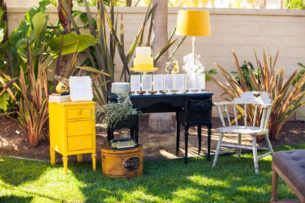 Vintage Grey and Yellow Wedding Shower desserts