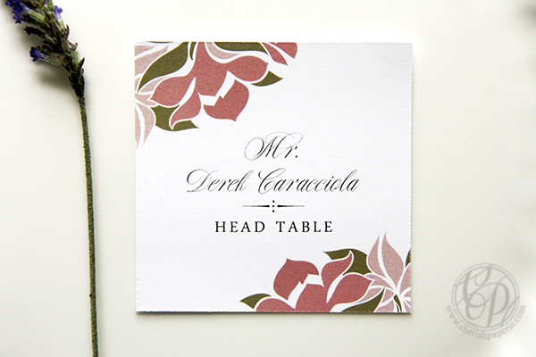 placecards, cherish paperie, floral placecards, hexagons, hexagon stationery