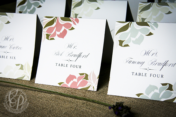 Colored place shop cards wedding