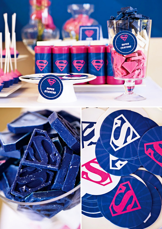 super hero; supergirl; supergirl party; superhero birthday party; superhero party; pink superman party; superman party; pink and blue